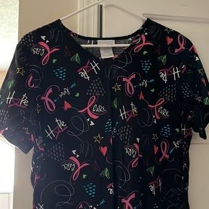 Cancer awareness scrub top